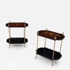  Maison Bagu s Maison Bagu s bronze bamboo wood marquetry side tables 1940s - 3600770