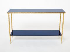  Maison Bagu s Maison Bagu s foliage bronze blue lacquered console table 1960s - 2929299