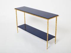  Maison Bagu s Maison Bagu s foliage bronze blue lacquered console table 1960s - 2929300