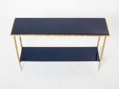  Maison Bagu s Maison Bagu s foliage bronze blue lacquered console table 1960s - 2929301