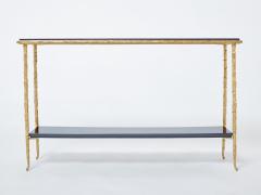  Maison Bagu s Maison Bagu s foliage bronze blue lacquered console table 1960s - 2929307