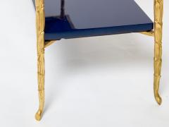  Maison Bagu s Maison Bagu s foliage bronze blue lacquered console table 1960s - 2929310