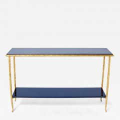  Maison Bagu s Maison Bagu s foliage bronze blue lacquered console table 1960s - 2932464