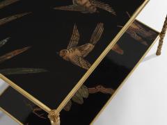  Maison Bagu s Maison Bagu s foliage gilt bronze chinoiserie lacquered end tables 1940s - 4245329
