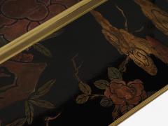  Maison Bagu s Maison Bagu s foliage gilt bronze chinoiserie lacquered end tables 1940s - 4245330