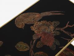  Maison Bagu s Maison Bagu s foliage gilt bronze chinoiserie lacquered end tables 1940s - 4245331