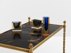  Maison Bagu s Maison Bagu s foliage gilt bronze chinoiserie lacquered end tables 1940s - 4245332