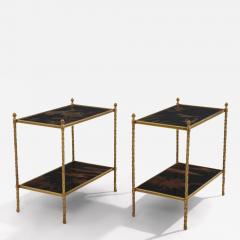  Maison Bagu s Maison Bagu s foliage gilt bronze chinoiserie lacquered end tables 1940s - 4256344