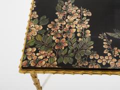  Maison Bagu s Maison Bagu s foliage gilt bronze chinoiserie lacquered side tables 1950s - 4446695