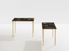  Maison Bagu s Maison Bagu s foliage gilt bronze chinoiserie lacquered side tables 1950s - 4446696