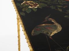  Maison Bagu s Maison Bagu s foliage gilt bronze chinoiserie lacquered side tables 1950s - 4446700