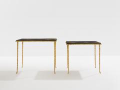  Maison Bagu s Maison Bagu s foliage gilt bronze chinoiserie lacquered side tables 1950s - 4446703