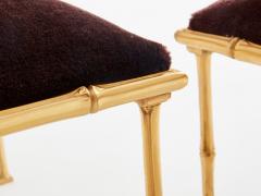  Maison Bagu s Maison Bagu s pair of bamboo brass mohair velvet footstools 1960s - 4030520