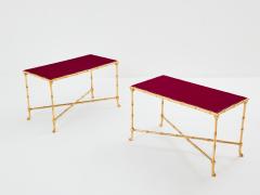  Maison Bagu s Maison Bagu s pair of bamboo brass red lacquer end tables 1960s - 3551240
