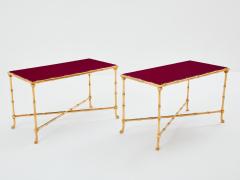  Maison Bagu s Maison Bagu s pair of bamboo brass red lacquer end tables 1960s - 3551246