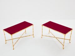  Maison Bagu s Maison Bagu s pair of bamboo brass red lacquer end tables 1960s - 3551247