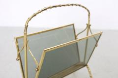  Maison Bagu s Maison Bagues Brass and Glass Faux Bamboo Magazine Rack - 550065