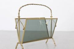  Maison Bagu s Maison Bagues Brass and Glass Faux Bamboo Magazine Rack - 550066