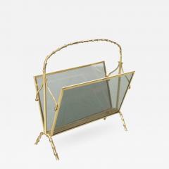  Maison Bagu s Maison Bagues Brass and Glass Faux Bamboo Magazine Rack - 550217