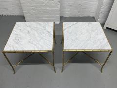  Maison Bagu s Maison Bagues Gilt Iron Carrara Marble Top Side Tables - 3016575
