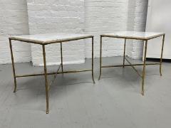  Maison Bagu s Maison Bagues Gilt Iron Carrara Marble Top Side Tables - 3016576