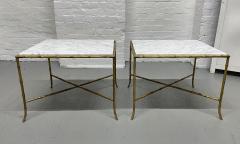 Maison Bagu s Maison Bagues Gilt Iron Carrara Marble Top Side Tables - 3016577