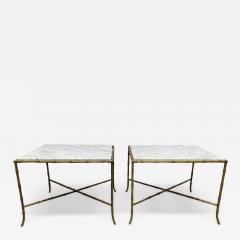  Maison Bagu s Maison Bagues Gilt Iron Carrara Marble Top Side Tables - 3017984