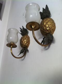  Maison Bagu s Maison Bagues Gold Bronze Pineapple Pair of Sconces - 613924