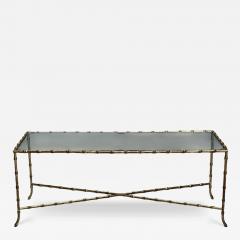  Maison Bagu s Maison Bagues Style Faux Bamboo Brass Glass Coffee Table France 1940s - 4151801