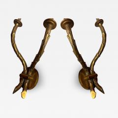  Maison Bagu s Maison Bagues pair of gold bronze palm tree pair of sconces - 2336490