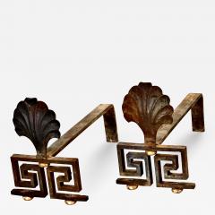  Maison Bagu s Maison Bagues rarest gold leaf refined pair of scallop shaped andirons - 2379750