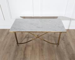  Maison Bagu s Mid Century French Coffee Table by Maison Bagu s with White Marble Top and Brass - 4246288