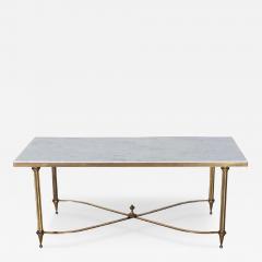  Maison Bagu s Mid Century French Coffee Table by Maison Bagu s with White Marble Top and Brass - 4248500