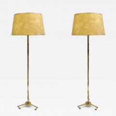  Maison Bagu s Pair French Modern Neoclassical Brass Faux Bamboo Floor Lamps by Maison Bagues - 3251806