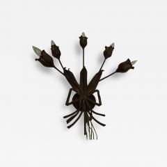  Maison Bagu s Pair Large French Mid Century Modern Gilt Iron Floral Wall Sconce Maison Bagues - 1821673