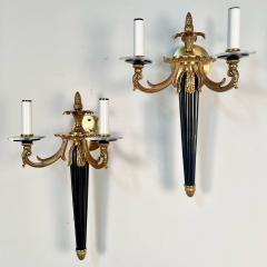  Maison Bagu s Pair Louis XVI Style French Sconces Wall Lights Ebony Bronze Maison Bagues - 3339436