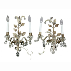  Maison Bagu s Pair Of Gilt Metal And Crystal Sconces By Bagues - 2498231