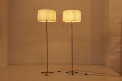  Maison Bagu s Pair of Bamboo Floor Lamps by Maison Bagu s France 1960s - 1504684