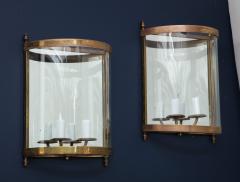  Maison Bagu s Pair of Brass Mirror and Glass Neoclassical Sconces France 1960s - 764945