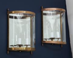  Maison Bagu s Pair of Brass Mirror and Glass Neoclassical Sconces France 1960s - 764962