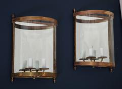  Maison Bagu s Pair of Brass Mirror and Glass Neoclassical Sconces France 1960s - 764965