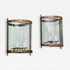  Maison Bagu s Pair of Brass Mirror and Glass Neoclassical Sconces France 1960s - 765526