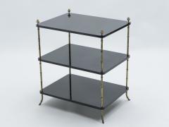  Maison Bagu s Pair of French Maison Bagu s brass black lacquer three tier side tables 1950s - 1335991