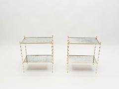  Maison Bagu s Pair of French Maison Bagu s brass mirrored end tables 1960s - 1676132