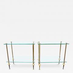 Maison Bagu s Pair of French Maison Bagues Attributed Brass and Glass Tables - 4136853