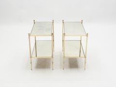  Maison Bagu s Pair of French Maison Bagues brass mirrored two tier end tables 1950s - 1027480