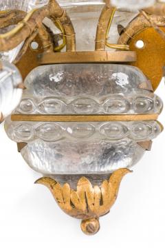  Maison Bagu s Pair of French Mid Century 4 Arm Glass and Bronze Peacock Wall Sconces - 4274657