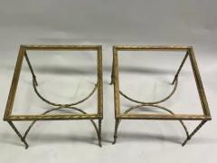  Maison Bagu s Pair of French Mid Century Gilt Bronze Faux Bamboo Side Tables by Maison Bagues - 3673235