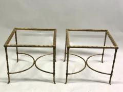  Maison Bagu s Pair of French Mid Century Gilt Bronze Faux Bamboo Side Tables by Maison Bagues - 3673237