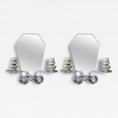  Maison Bagu s Pair of French Mid Century Modern Mirrored Sconces Attributed to Maison Bagues - 4088476